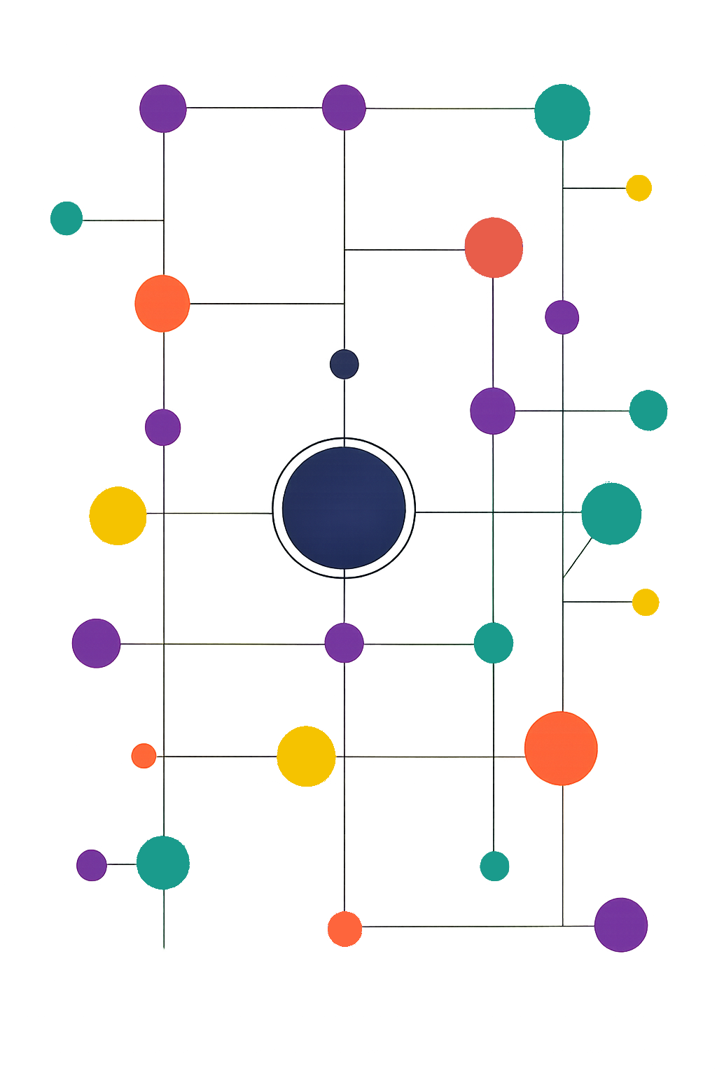 Abstract node network illustration representing AI-powered connections